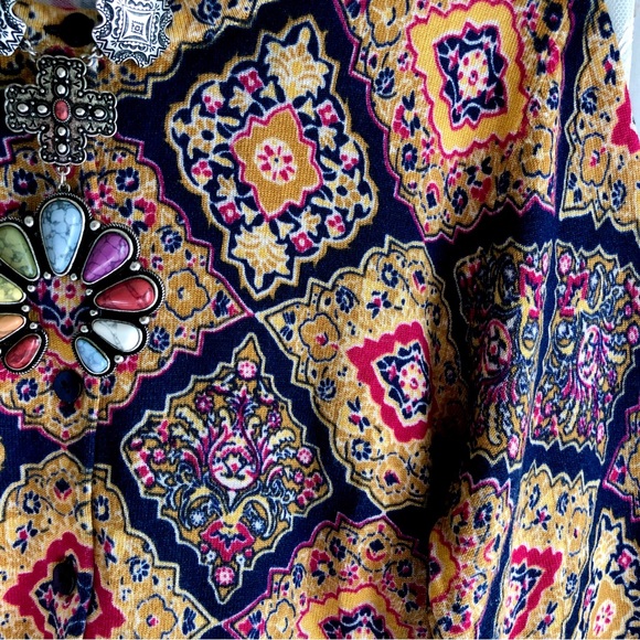 CHARTER CLUB * NWOT Persian Tile Patterned Jewel-Tone Cardigan Sweater - Picture 3 of 6